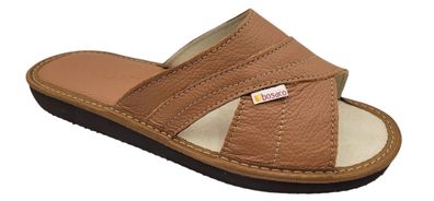 Damen Braun Leder Hausschuhe Echtleder Hausschuhe Weich Neu Bosaco