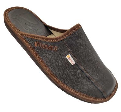 Herren Leder Hausschuhe Geschlossen Bequem Leicht Atmungsaktiv Slipper BOSACO