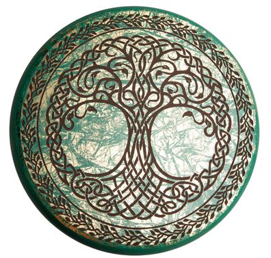 Energiebild BAUM DES LEBENS MDF türkis-gold 30 cm Energieplatte Schwingungsbild