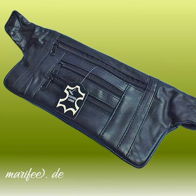 Bauchtasche Schwarz, weiches Nappa Leder, 340 x 130 mm Art.-Nr. 13034