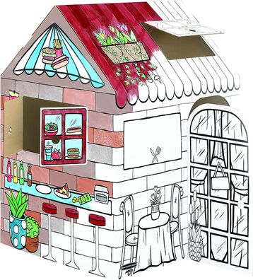 Bankers BOX Spielhaus zum Ausmalen, aus Stabiler Wellpappe, Motiv: Candyshop, interak