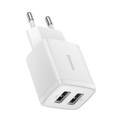 Baseus Kompaktes Ladegerät Dual-USB 10.5W Weiß (CCXJ010202)