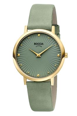 Boccia Damenuhr Titan Salbeigrün/Goldfarben 3365-04