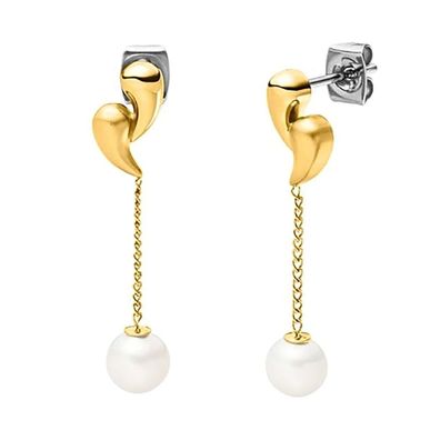 Boccia Schmuck Damen-Ohrringe Titan Goldfarben mit Perle 05087-03