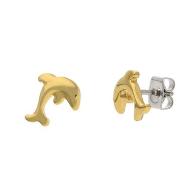 Boccia Schmuck Kinder-Ohrstecker Titan Ohrringe Delfin Goldfarben 05090-02