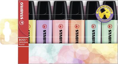 Stabilo 70/6-2 Textmarker - Boss Original Pastel - 6er Pack - 6 Farben