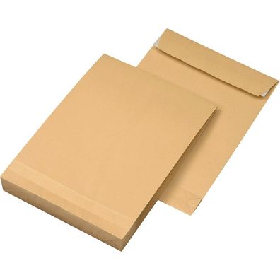 MAILmedia Faltenversandtaschen DIN B4 ohne Fenster braun mit 4,0 cm Falte, 100 St