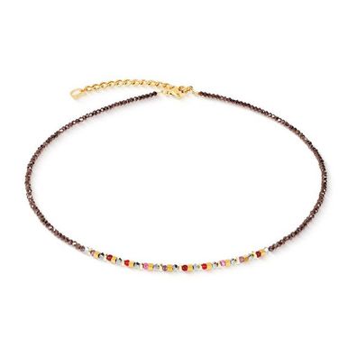 Collier - Edelstahl gold - Braun Rot Hämatit