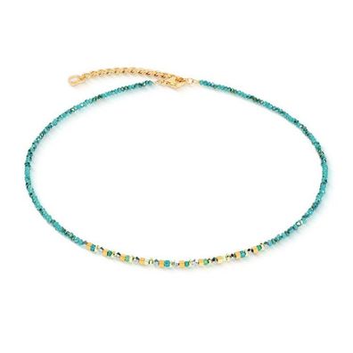 Collier - Edelstahl gold - Beads Hämatit türkis