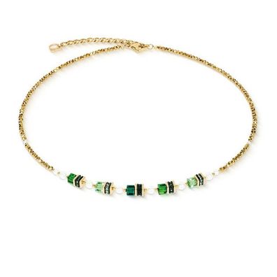 Collier - Edelstahl gold - Small Cubes Grün