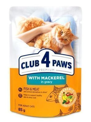 CLUB 4 PAWS KATZE Beutel 85 g Makrele in Soße