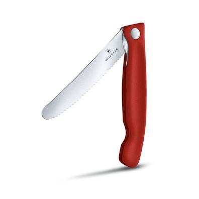 Swiss Classic, Picknick Messer, 11cm, Wellen, rot, B