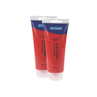 2x Acrylfarbe 200 ml STYLEX Acryl Farben Malfarbe Künstler rot Kaminrot