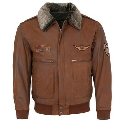Maddox - Herren Lederjacke Fliegerjacke Lammnubuk whisky