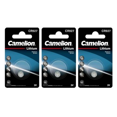 3x CR927 Lithium Knopfzelle 3V 30mAh ø 9,95x2,7mm Camelion für Blutdruckmessgerät