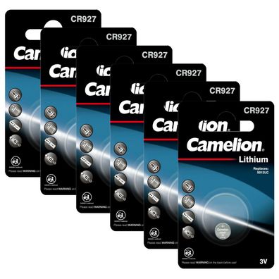 6x CR927 Lithium Knopfzelle 3V 30mAh ø 9,95x2,7mm Camelion für Blutdruckmessgerät
