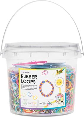 Folia 33029 - Rubber Loops SUPER Pack, 5700-teiliges Loom Bänder Set für Kinder ab 6