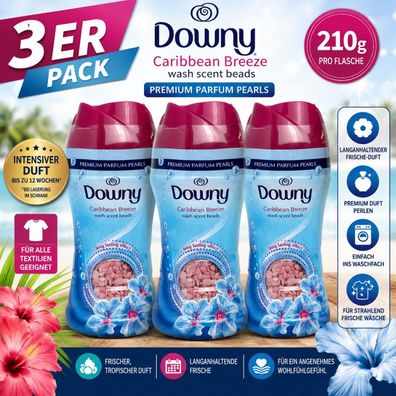 3er Pack -Downy- Caribbean Breeze - Wäscheparfüm -3x210g -Wäscheduft Duftperlen