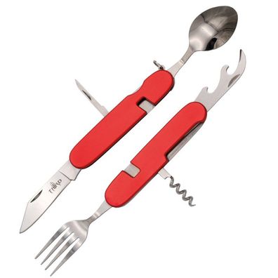 Third Allzweck Taschenmesser, Besteckmesser, Alugriff, Rot, mit Nylonetui