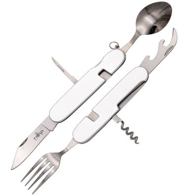 Third Allzweck Taschenmesser, Besteckmesser, Alugriff, Silber, mit Nylonetui