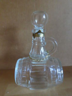 leere Glasflasche mit Glasdeckel Fassform Karaffe Dekanter 0,5l