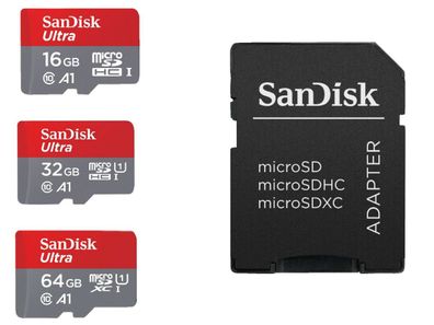 SanDisk Ultra® 16GB Micro SD Speicherkarte UHS-I Class 10 SDHC mit SD