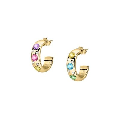 Gold-plated round earrings with Poetica SAUZ02 crystals