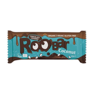 6x ROO´BAR Roobar Kokosnuss mit Schokoladenüberzug, 30g, glutenfrei 30g