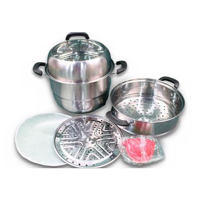 VEVOR Dampfgarer Topf 28 cm Edelstahl 3 Etagen Dampftopf Induktion 8,5 QT