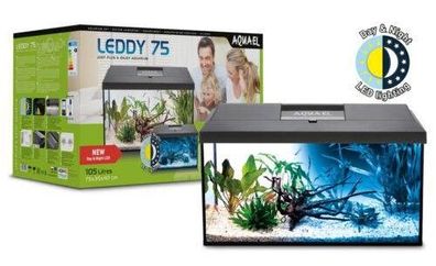 Aquarium Komplettset 105L LED mit Filter Heizer schwarz Aquael Set