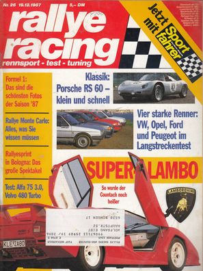 rallye racing 26/1987, Lamborghini, Alfa 75, Volvo 480, Porsche RS , Monte Carlo