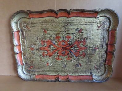 Tablet Kunststoff auf alt gemacht orange Gold Rand gewellt ca. 36,5x26,5cm