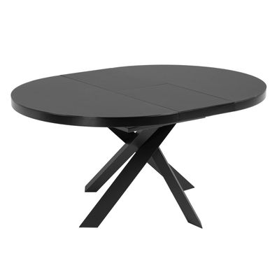 Tisch Vashti ausziehbar Ø 120 (160) cm mit Glas und Stahlbeinen