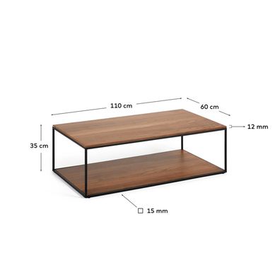 Couchtisch Yoana 110 x 60 x 35 cm Nussholzfurnier Wohnzimmer Tisch Neu