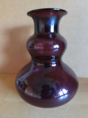 Vase Glas bordeaux Farben Kürbisform zwei Rundungen ca. 18,2cm H
