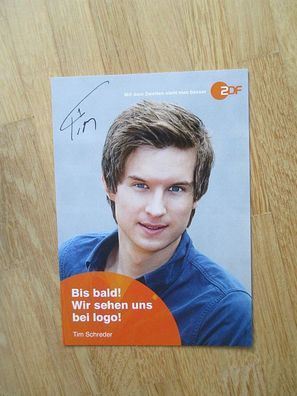 ZDF Logo Fernsehmoderator Tim Schreder - handsigniertes Autogramm!!!