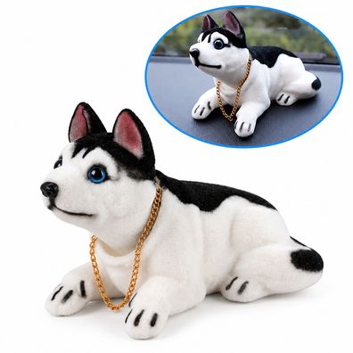 A48D Auto Dekoration Bobbing Leiter Hund Wackelkopf Husky Halskette wackeldackel