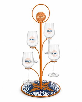 DEJAVU Serving Tree Glashalter mit 4 Aperitifgläsern - dekorativer Präsentation
