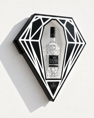 Three Sixty Vodka LED Flaschenhalter - Diamant Design - Beleuchteter Flaschenpr