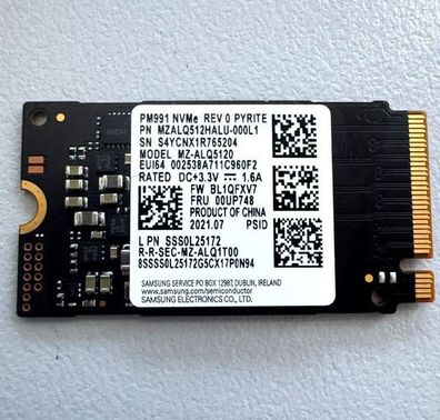 Samsung SSD 512GB NVMe MZ-ALQ5120 Festplatte PM991 M-Key 99%-95