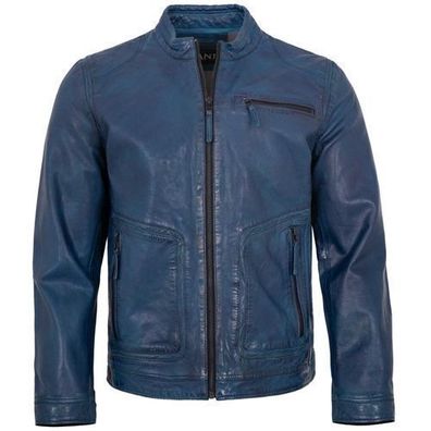 Jilani - Herren Lederjacke Lammnappa blau