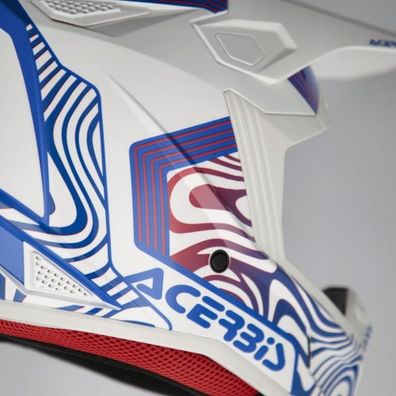 Acerbis MX- Enduro Helm Whoops - Weiß/Blau/Rot - M