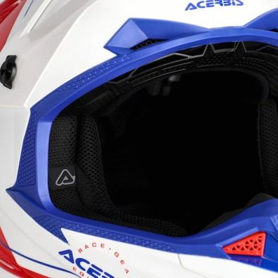 Acerbis MX- Enduro Helm T711 - Weiß/Blau/Rot - M