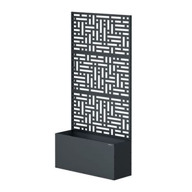 Pergola mit Pflanzkübel aus anthrazitfarbenem Metall: ROSE, 900 x 1800 x 300 mm