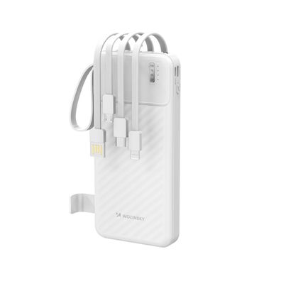 Wozinsky W11-W Powerbank 10000mAh mit Kabeln, Halterung und LED Weiß