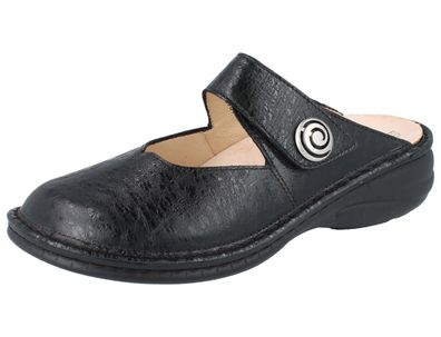 FINN Comfort Canaro Damen Clog schwarz Glattleder geprägt