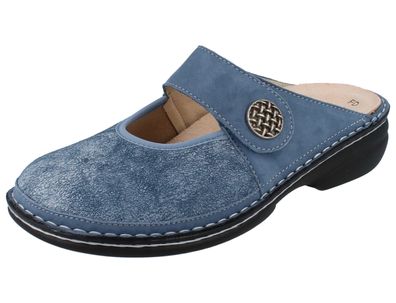 FINN Comfort Asinara Damen Clog blau Nubukleder Stretch