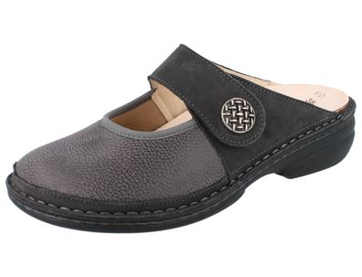 FINN Comfort Asinara Damen Clog dunkelgrau Nubukleder Stretch
