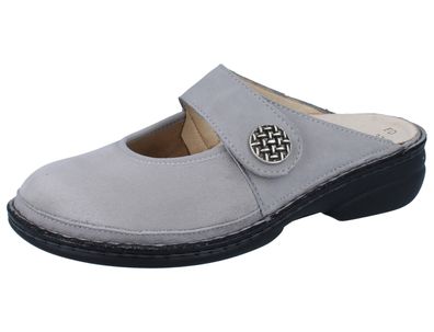 FINN Comfort Asinara Damen Clog hellgrau Nubukleder Stretch