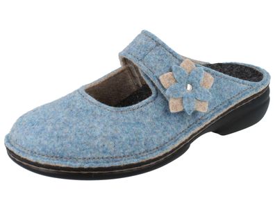 FINN Comfort ArlbAerg Damen Hausschuhe blau beige Filz